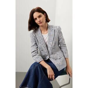 Veronica Beard Blue Tweed Ryland Dickey Jacket